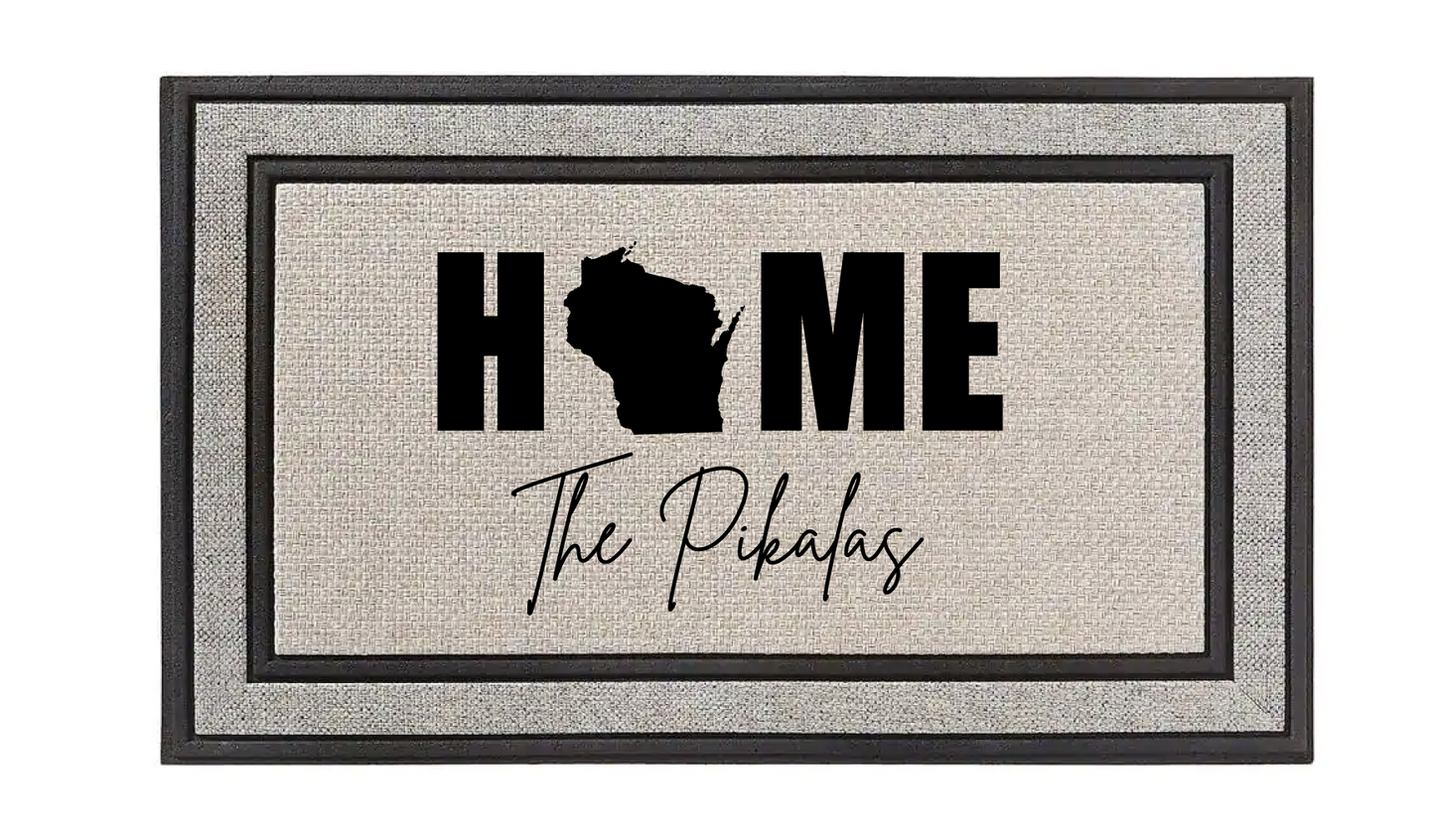 HOME State Custom Name Door Mat